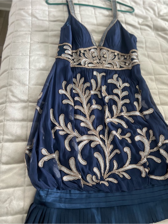 Sue Wong Dresses & Skirts - Sue Wong Navy Dress with Gold Embroidered Beading